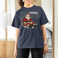 Funny Christmas Santa Claus Drinking Beer T Shirt For Women Wonderful Time - Wonder Print Shop