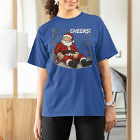 Funny Christmas Santa Claus Drinking Beer T Shirt For Women Wonderful Time - Wonder Print Shop