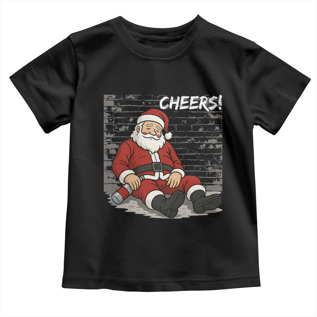 Funny Christmas Santa Claus Drinking Beer Toddler T Shirt Wonderful Time - Wonder Print Shop
