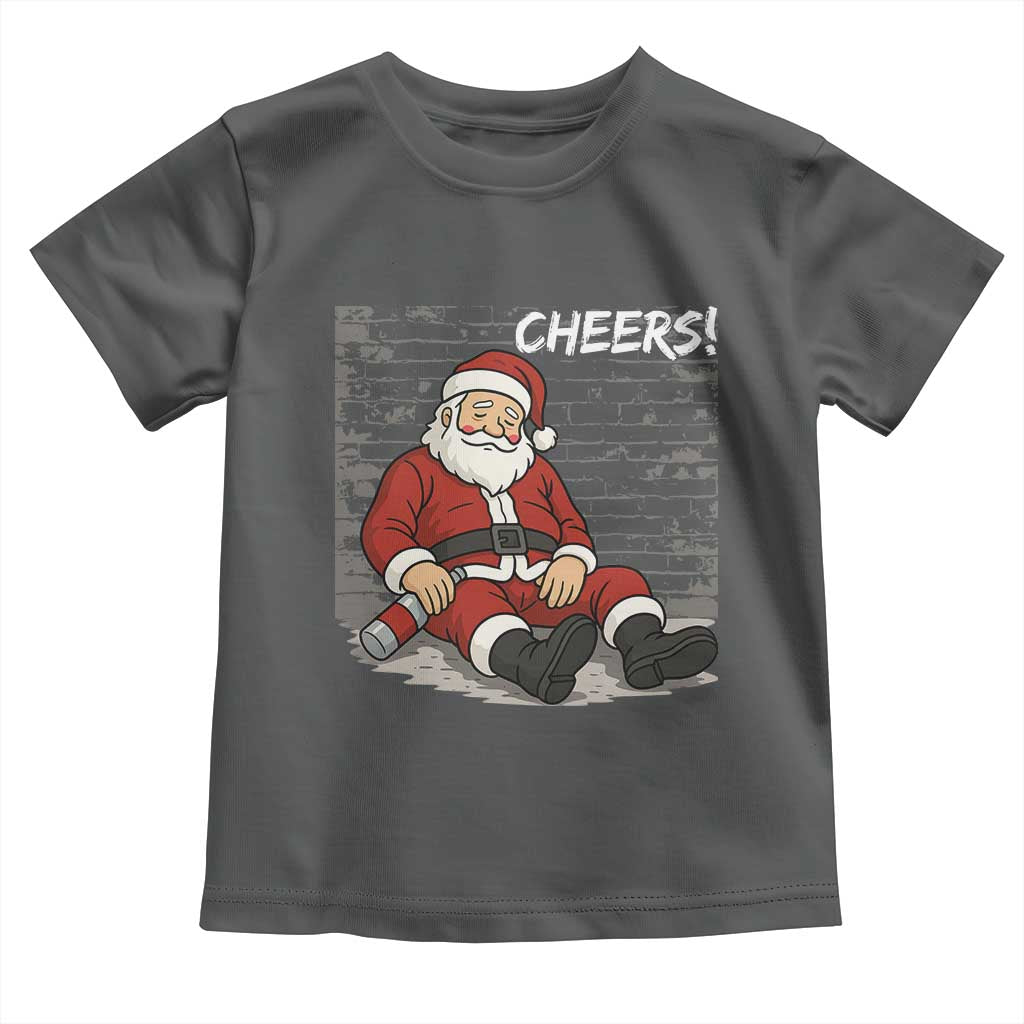 Funny Christmas Santa Claus Drinking Beer Toddler T Shirt Wonderful Time - Wonder Print Shop