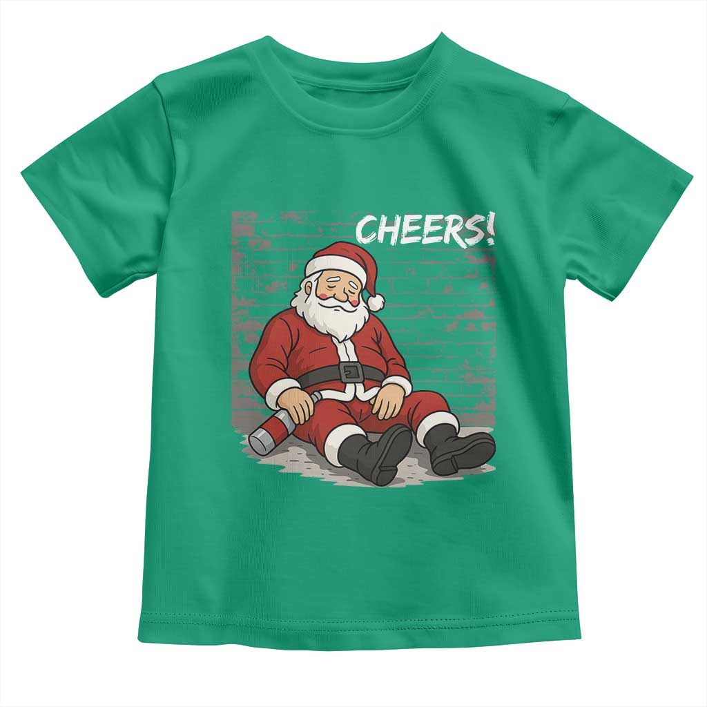 Funny Christmas Santa Claus Drinking Beer Toddler T Shirt Wonderful Time - Wonder Print Shop