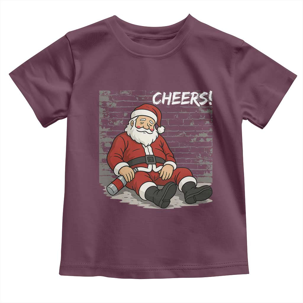 Funny Christmas Santa Claus Drinking Beer Toddler T Shirt Wonderful Time - Wonder Print Shop