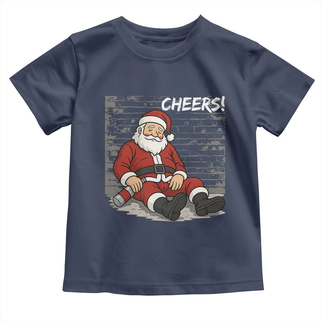 Funny Christmas Santa Claus Drinking Beer Toddler T Shirt Wonderful Time - Wonder Print Shop