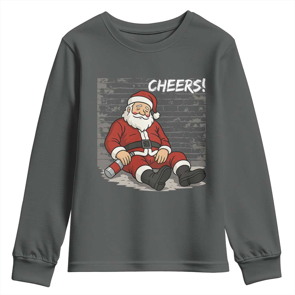 Funny Christmas Santa Claus Drinking Beer Youth Sweatshirt Wonderful Time - Wonder Print Shop