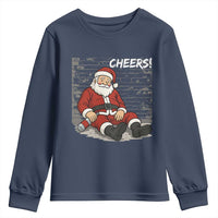 Funny Christmas Santa Claus Drinking Beer Youth Sweatshirt Wonderful Time - Wonder Print Shop