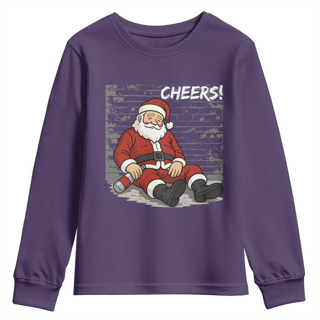 Funny Christmas Santa Claus Drinking Beer Youth Sweatshirt Wonderful Time - Wonder Print Shop