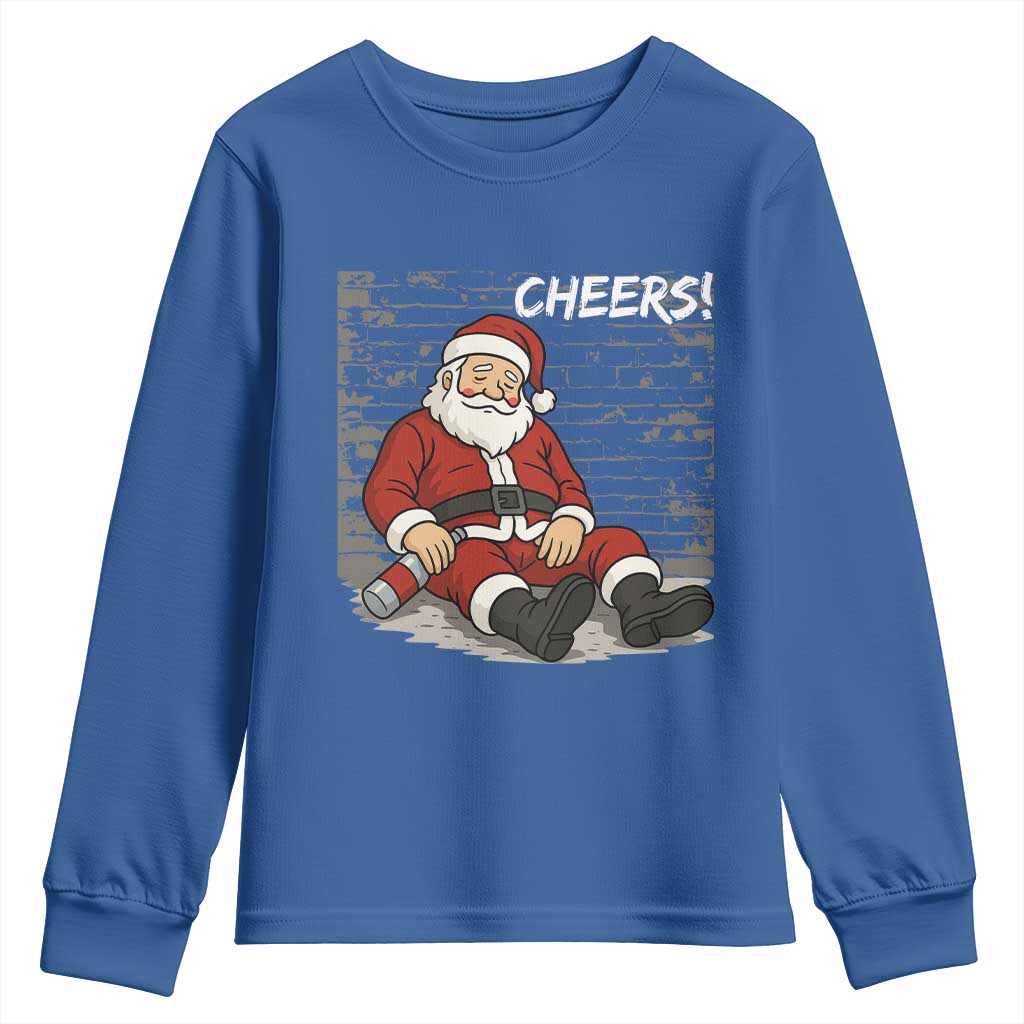 Funny Christmas Santa Claus Drinking Beer Youth Sweatshirt Wonderful Time - Wonder Print Shop