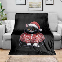 Christmas Black Cat Throw Blanket Catmas Gift For New Year - Wonder Print Shop