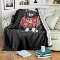 Christmas Black Cat Throw Blanket Catmas Gift For New Year - Wonder Print Shop