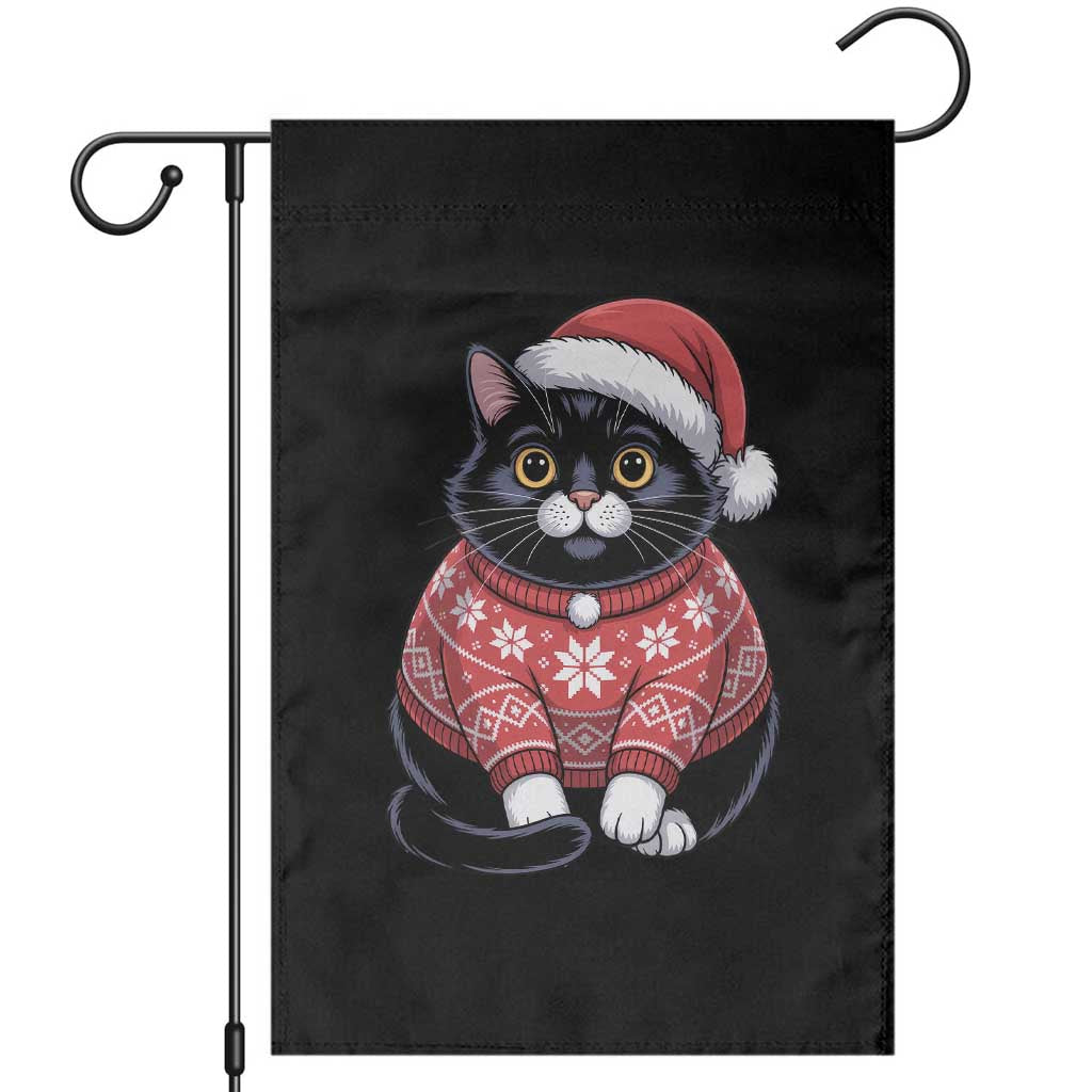 Christmas Black Cat Garden Flag Catmas Gift For New Year - Wonder Print Shop