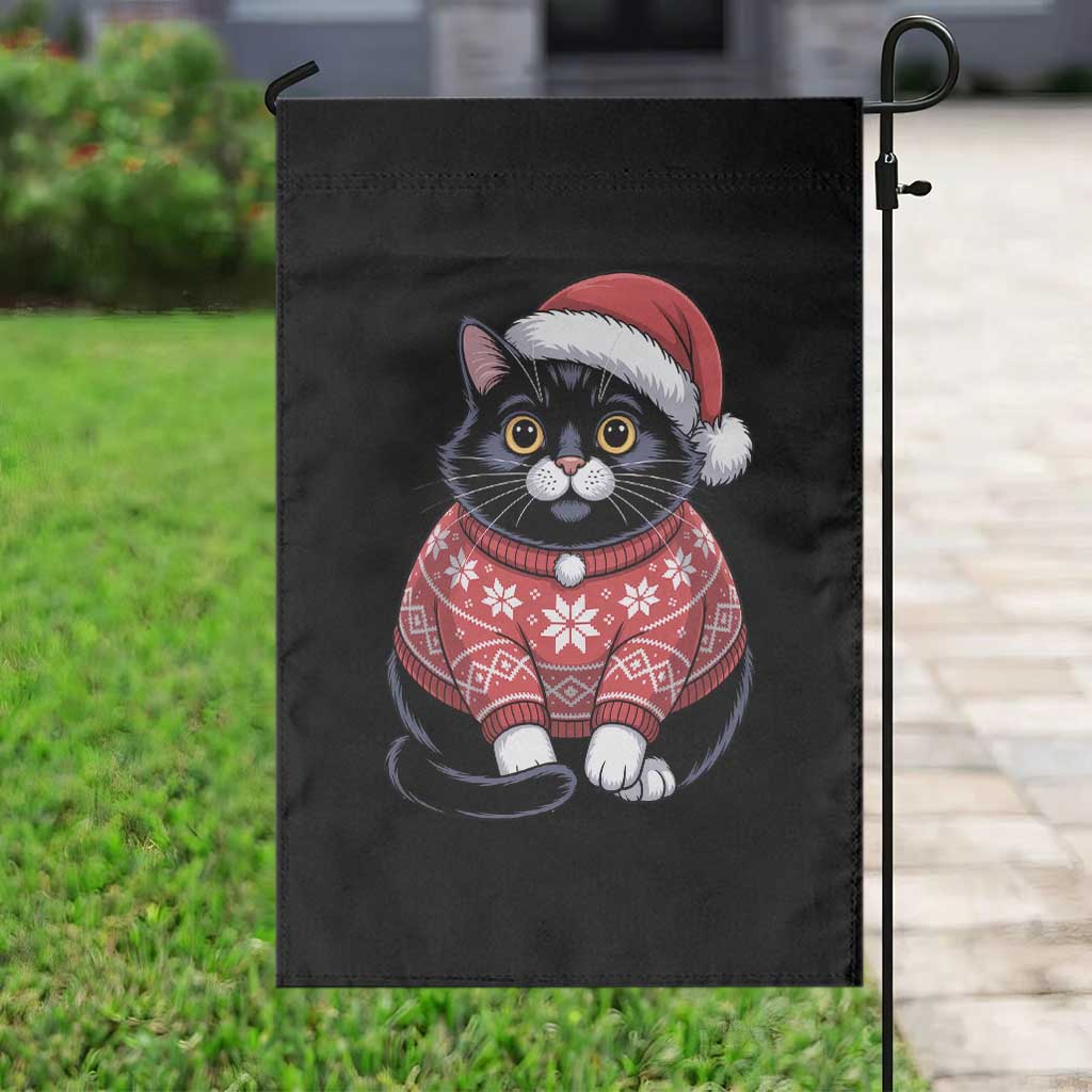 Christmas Black Cat Garden Flag Catmas Gift For New Year - Wonder Print Shop