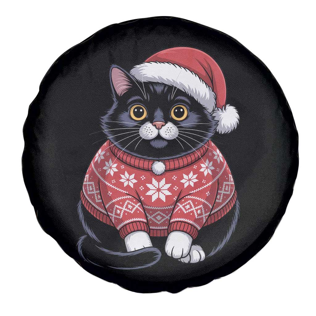Christmas Black Cat Spare Tire Cover Catmas Gift For New Year - Wonder Print Shop