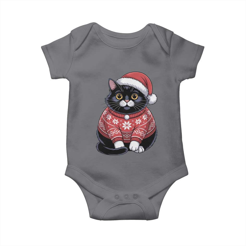 Christmas Black Cat Baby Onesie Catmas Gift For New Year - Wonder Print Shop