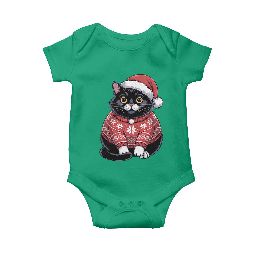 Christmas Black Cat Baby Onesie Catmas Gift For New Year - Wonder Print Shop