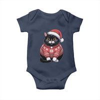 Christmas Black Cat Baby Onesie Catmas Gift For New Year - Wonder Print Shop