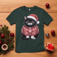 Christmas Black Cat T Shirt Catmas Gift For New Year - Wonder Print Shop