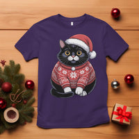 Christmas Black Cat T Shirt Catmas Gift For New Year - Wonder Print Shop