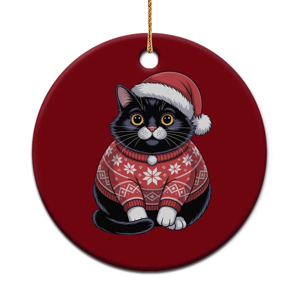 Christmas Black Cat Ceramic Ornament Catmas Gift For New Year - Wonder Print Shop