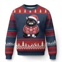 Xmas Black Cat Ugly Christmas Sweater Catmas Gift For New Year - Wonder Print Shop