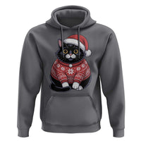 Christmas Black Cat Hoodie Catmas Gift For New Year - Wonder Print Shop