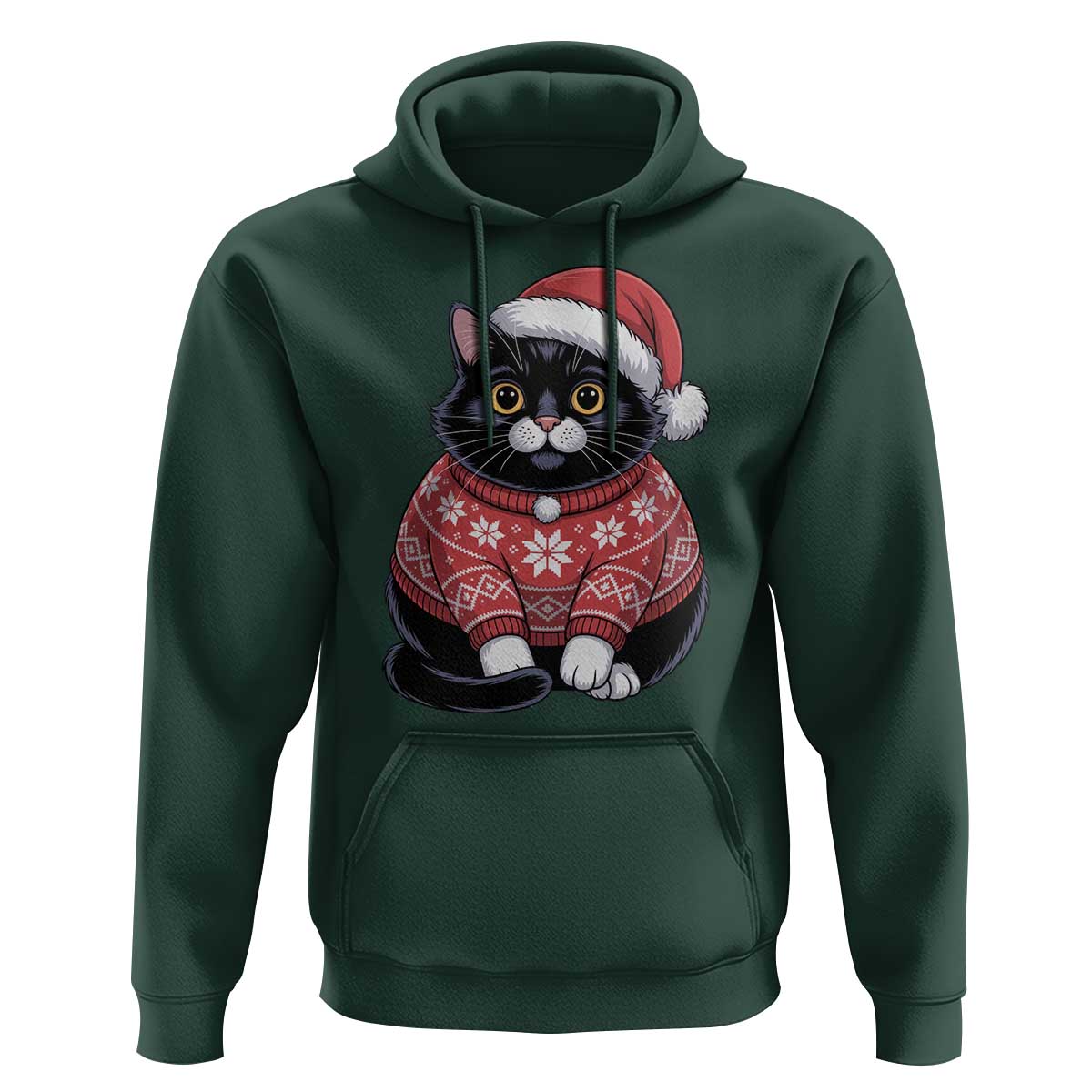 Christmas Black Cat Hoodie Catmas Gift For New Year - Wonder Print Shop