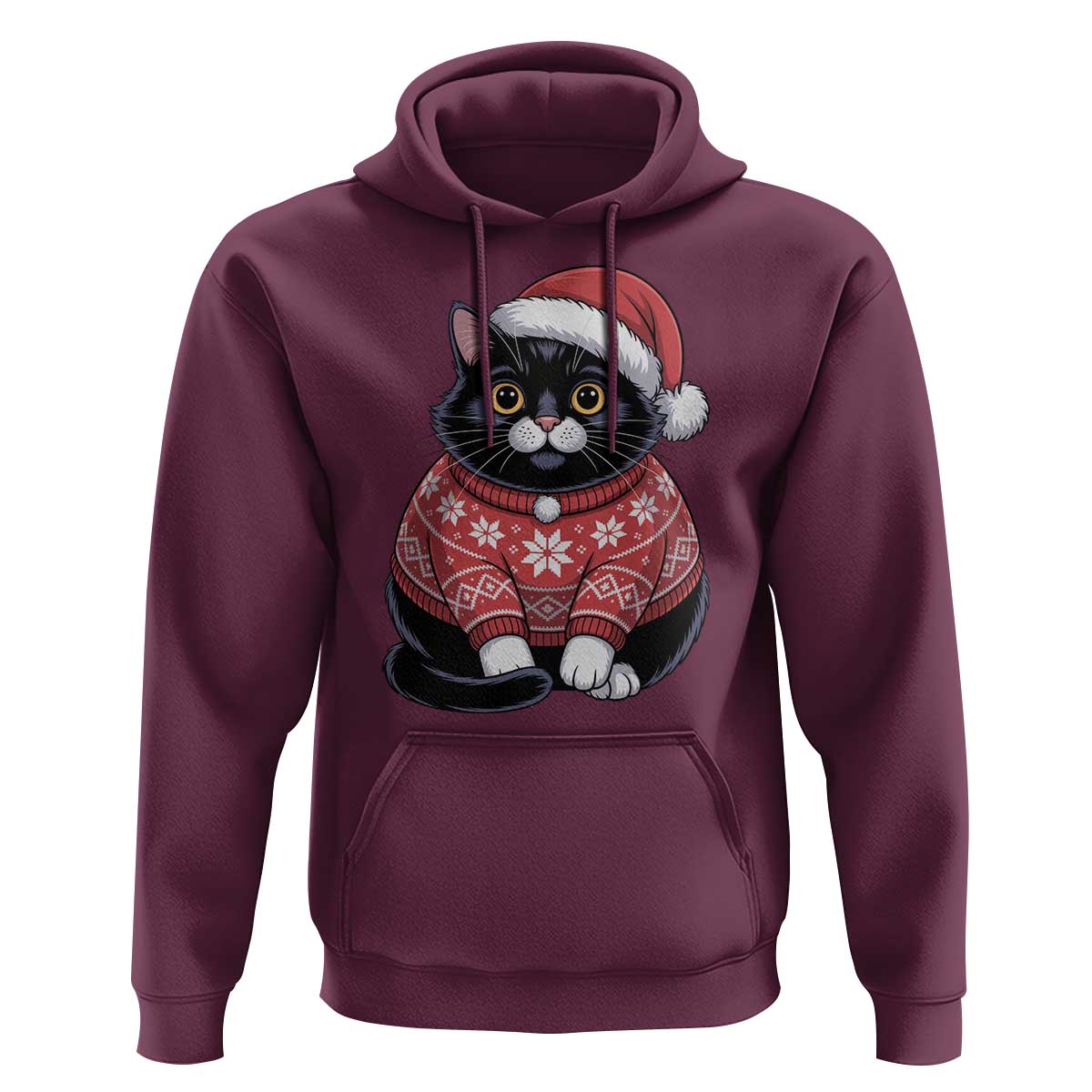 Christmas Black Cat Hoodie Catmas Gift For New Year - Wonder Print Shop