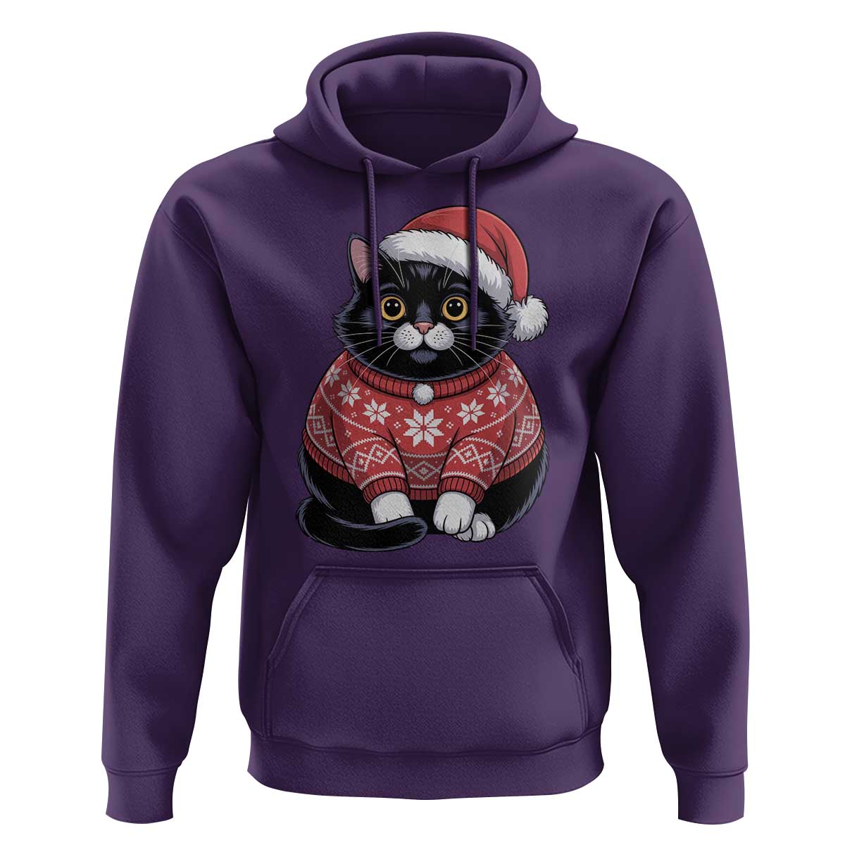 Christmas Black Cat Hoodie Catmas Gift For New Year - Wonder Print Shop