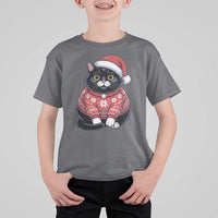 Christmas Black Cat T Shirt For Kid Catmas Gift For New Year - Wonder Print Shop