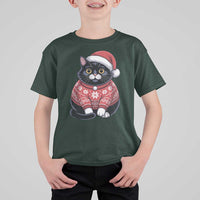 Christmas Black Cat T Shirt For Kid Catmas Gift For New Year - Wonder Print Shop