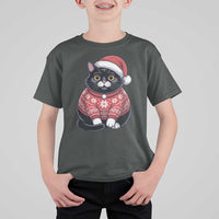 Christmas Black Cat T Shirt For Kid Catmas Gift For New Year - Wonder Print Shop