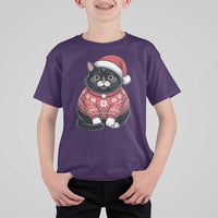 Christmas Black Cat T Shirt For Kid Catmas Gift For New Year - Wonder Print Shop
