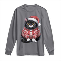 Christmas Black Cat Long Sleeve Shirt Catmas Gift For New Year - Wonder Print Shop