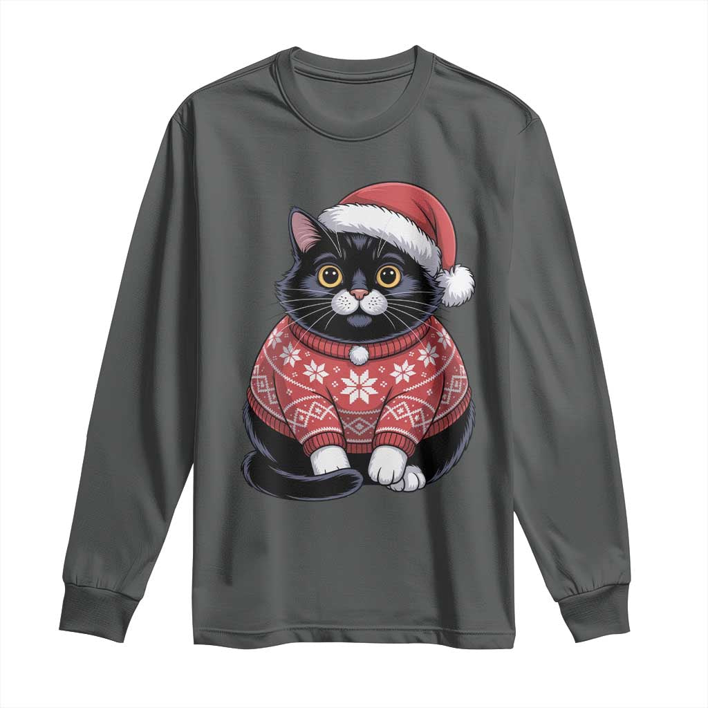 Christmas Black Cat Long Sleeve Shirt Catmas Gift For New Year - Wonder Print Shop