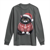 Christmas Black Cat Long Sleeve Shirt Catmas Gift For New Year - Wonder Print Shop