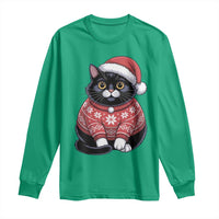 Christmas Black Cat Long Sleeve Shirt Catmas Gift For New Year - Wonder Print Shop