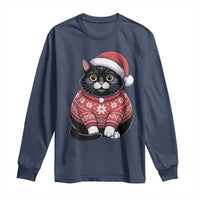 Christmas Black Cat Long Sleeve Shirt Catmas Gift For New Year - Wonder Print Shop