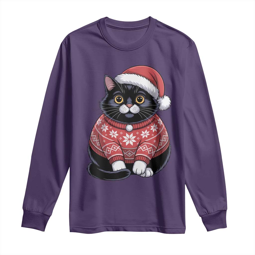 Christmas Black Cat Long Sleeve Shirt Catmas Gift For New Year - Wonder Print Shop