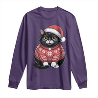 Christmas Black Cat Long Sleeve Shirt Catmas Gift For New Year - Wonder Print Shop