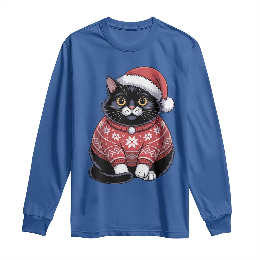 Christmas Black Cat Long Sleeve Shirt Catmas Gift For New Year - Wonder Print Shop