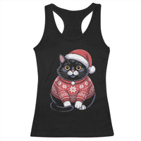 Christmas Black Cat Racerback Tank Top Catmas Gift For New Year - Wonder Print Shop