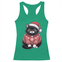 Christmas Black Cat Racerback Tank Top Catmas Gift For New Year - Wonder Print Shop