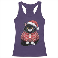 Christmas Black Cat Racerback Tank Top Catmas Gift For New Year - Wonder Print Shop