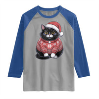 Christmas Black Cat Raglan Shirt Catmas Gift For New Year - Wonder Print Shop