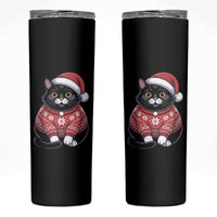 Christmas Black Cat Skinny Tumbler Catmas Gift For New Year - Wonder Print Shop