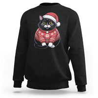 Christmas Black Cat Sweatshirt Catmas Gift For New Year - Wonder Print Shop