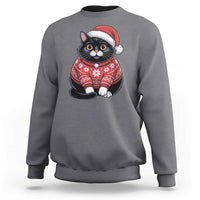 Christmas Black Cat Sweatshirt Catmas Gift For New Year - Wonder Print Shop