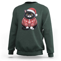 Christmas Black Cat Sweatshirt Catmas Gift For New Year - Wonder Print Shop