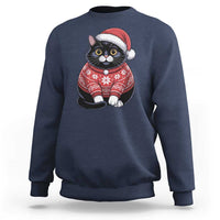 Christmas Black Cat Sweatshirt Catmas Gift For New Year - Wonder Print Shop