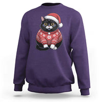 Christmas Black Cat Sweatshirt Catmas Gift For New Year - Wonder Print Shop
