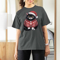 Christmas Black Cat T Shirt For Women Catmas Gift For New Year - Wonder Print Shop